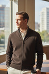 ALAN PAINE BALLATER 1/4 ZIP SWEATER - COCOA