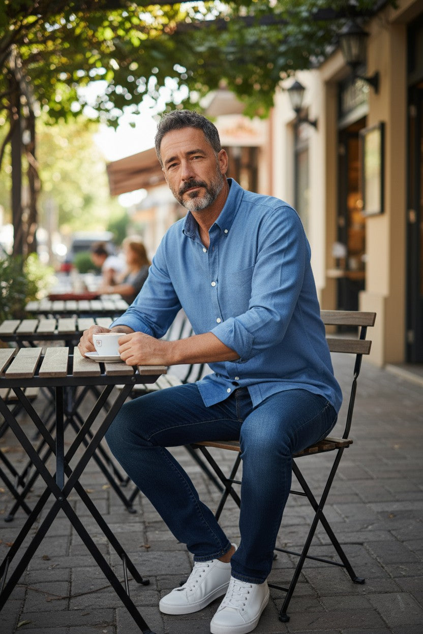 MAZZARELLI DENIM SPORT SHIRT - OCEAN BLUE