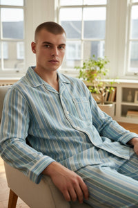 DEREK ROSE MEN'S CLASSIC FIT PAJAMA SET - KELBURN 15 BLUE