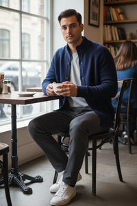 PETER MILLAR TILDEN FULL-BUTTON SWEATER - NAVY