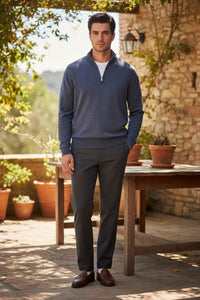 PETER MILLAR AUTUMN CREST QUARTER ZIP SWEATER - CHARCOAL