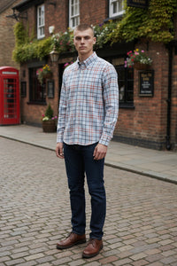 ALAN PAINE CLASSIC FIT SHIRT - LIGHT BLUE/RED OPEN CHECK