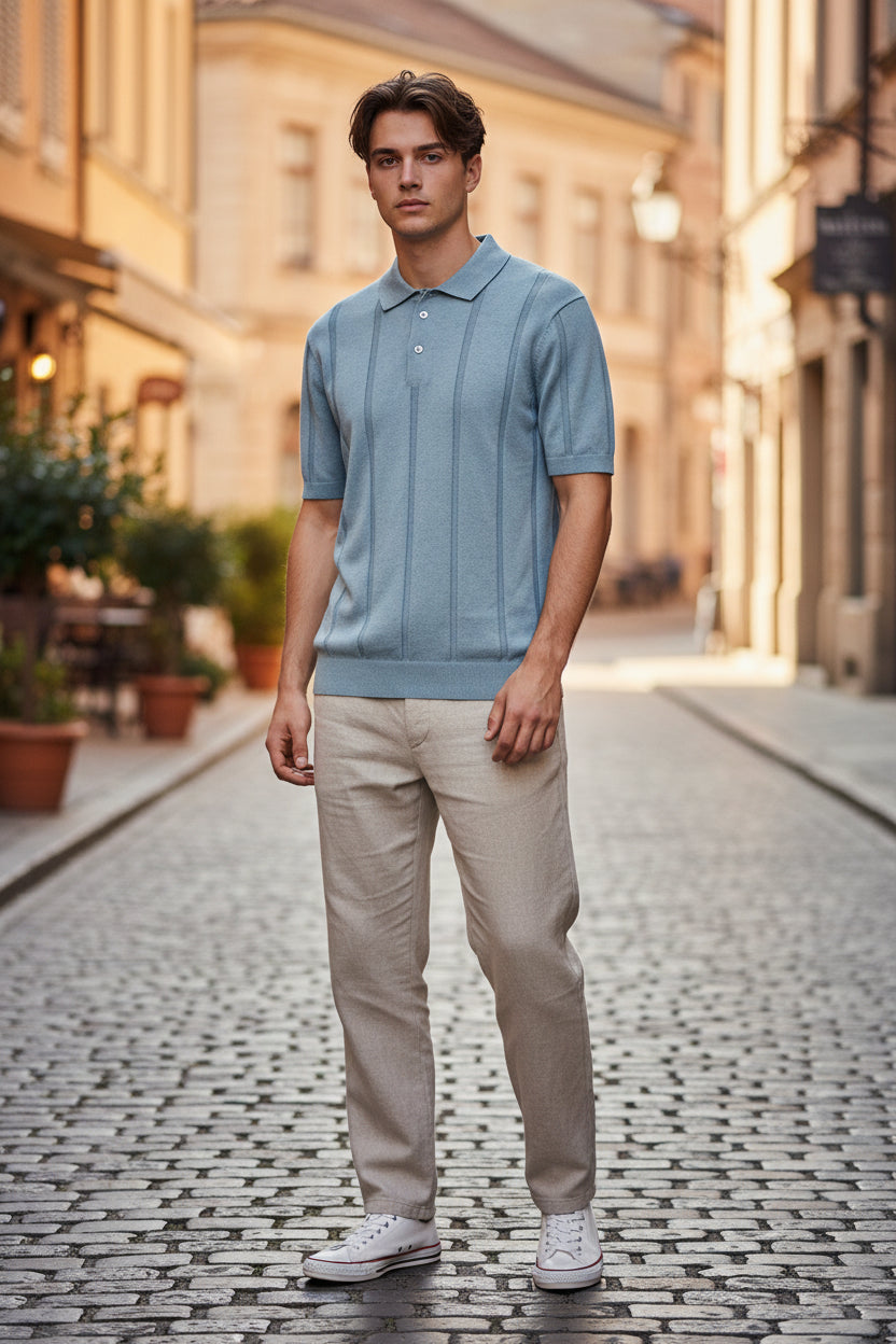 BARBOUR WELLBURN KNITTED POLO SHIRT - SLATE