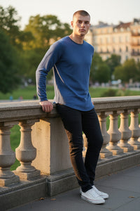 HARTFORD MEN'S KNITTED PULLOVER SWEATER - INDIGO