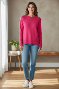 PUROTATTO CASHMERE ROUND NECK SWEATER - AZALEA