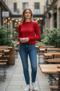 BASE MILANO WOOL/CASHMERE ROUNDNECK SWEATER - RED