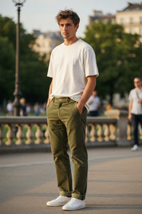 MASON'S COTTON STRETCH CORDUROY TROUSER - OLIVE