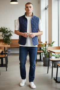WATERVILLE FIT LINEN VEST - NAVY