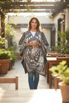FRANCO FERRARI LEOPARD WOOL CAPE - GREY