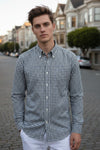 BUTTON DOWN SPORT SHIRT - NAVY/GREEN CHECK