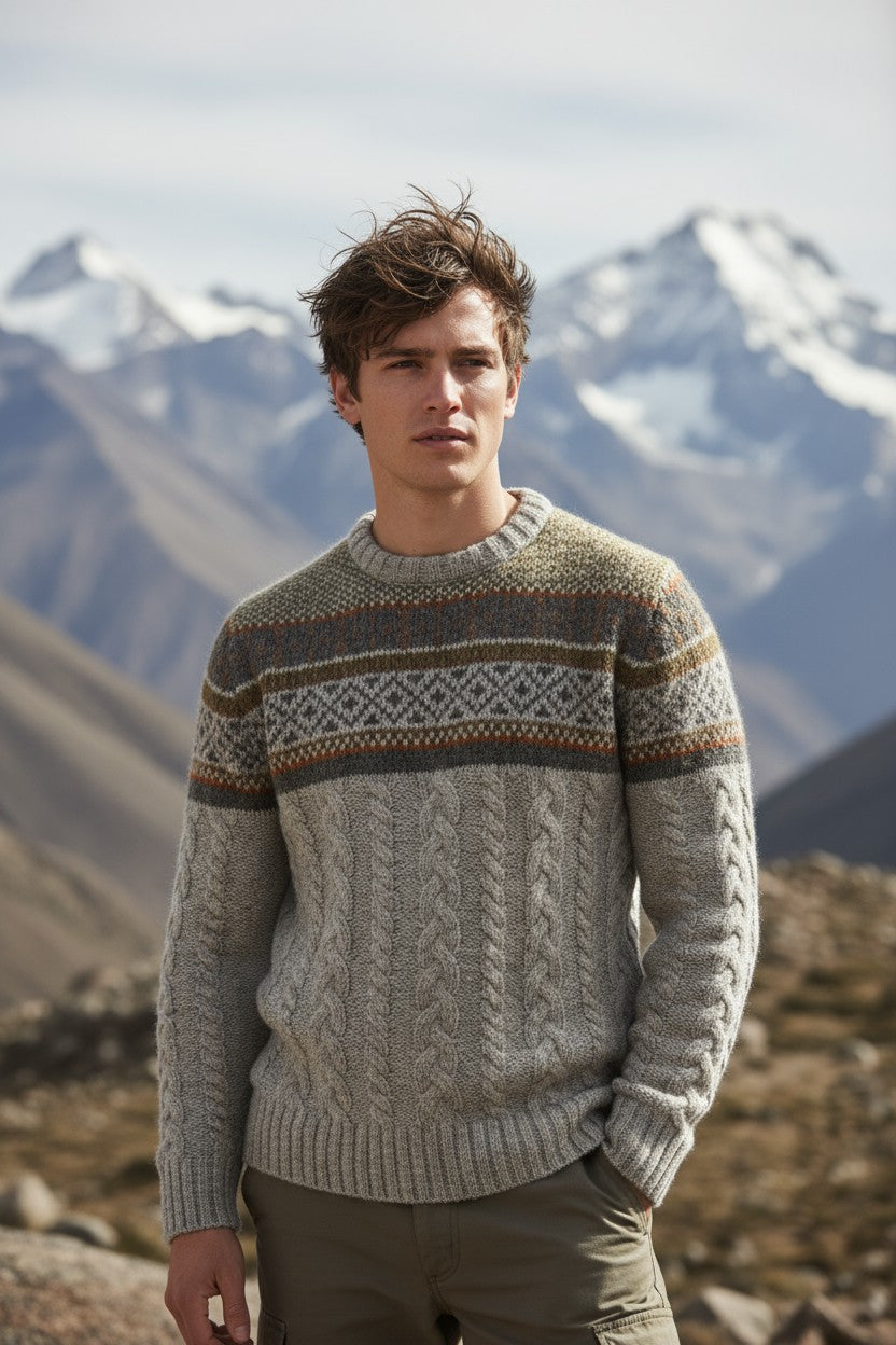 PERU UNLIMITED FAIRISLE CREW SWEATER - GREY