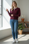 PUROTATTO RIBBED BACK CASHMERE CARDIGAN - BORDEAUX