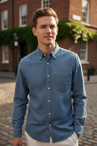 GIANGI NAPOLI MEN'S DENIM SHIRT - BLUE STONE WASH