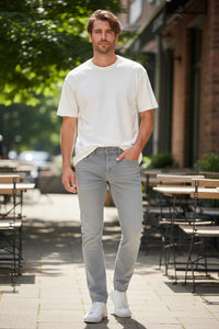 MAC MEN'S ARNE PIPE 5 POCKET PANT - STEEL BLUE