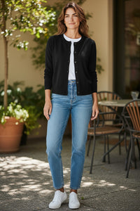 PUROTATTO RIBBED BACK CASHMERE CARDIGAN - NAVY