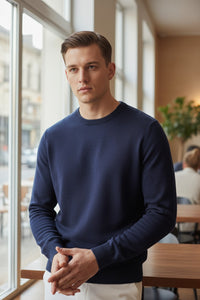 HARLEY OF SCOTLAND WOOL/CASHMERE SWEATER - NOTTE