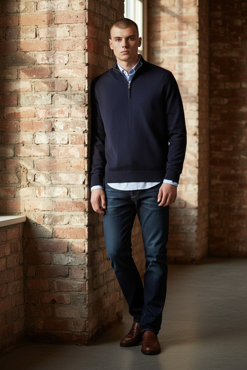 PETER MILLAR EXCURSIONIST FLEX QUARTER-ZIP SWEATER - NAVY