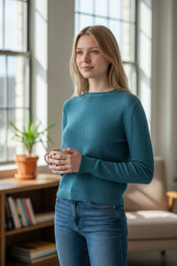 BASE MILANO WOOL/CASHMERE ROUNDNECK SWEATER - AQUA