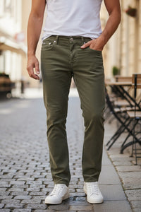 TRAMAROSSA MEN'S STRETCH CORDUROY PANTS - OLIVE