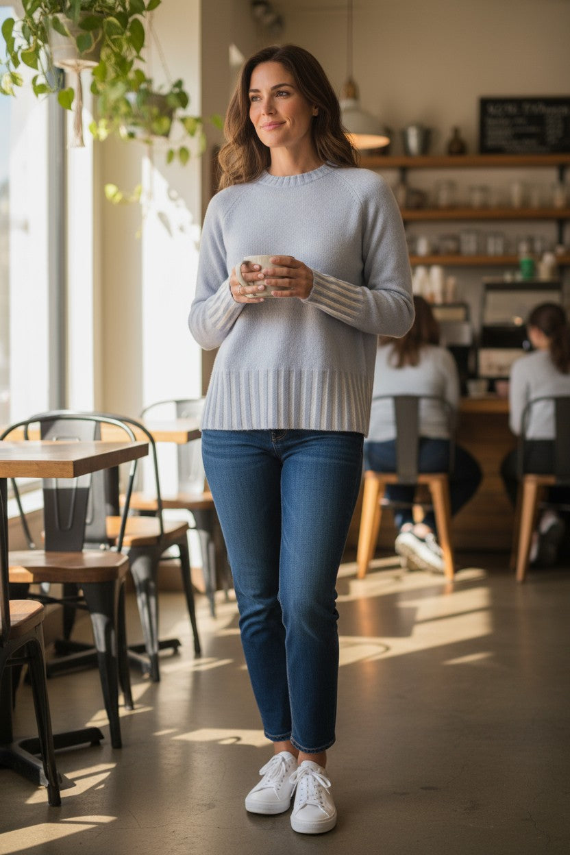 AROVESCIO ROUND NECK OVERDYE SWEATER - ARTIC