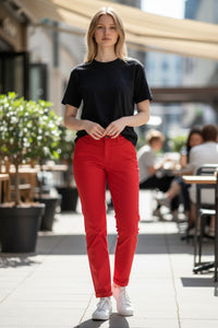 MAC WOMEN'S TURN UP CHINO - RUBY RED