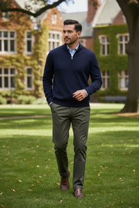 PETER MILLAR AUTUMN CREST QUARTER ZIP SWEATER - NAVY
