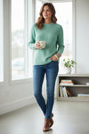KINROSS THERMAL TIPPED CREW SWEATER - SPA