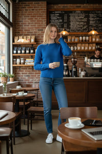 PUROTATTO CASHMERE CREW SWEATER - BLUETTE