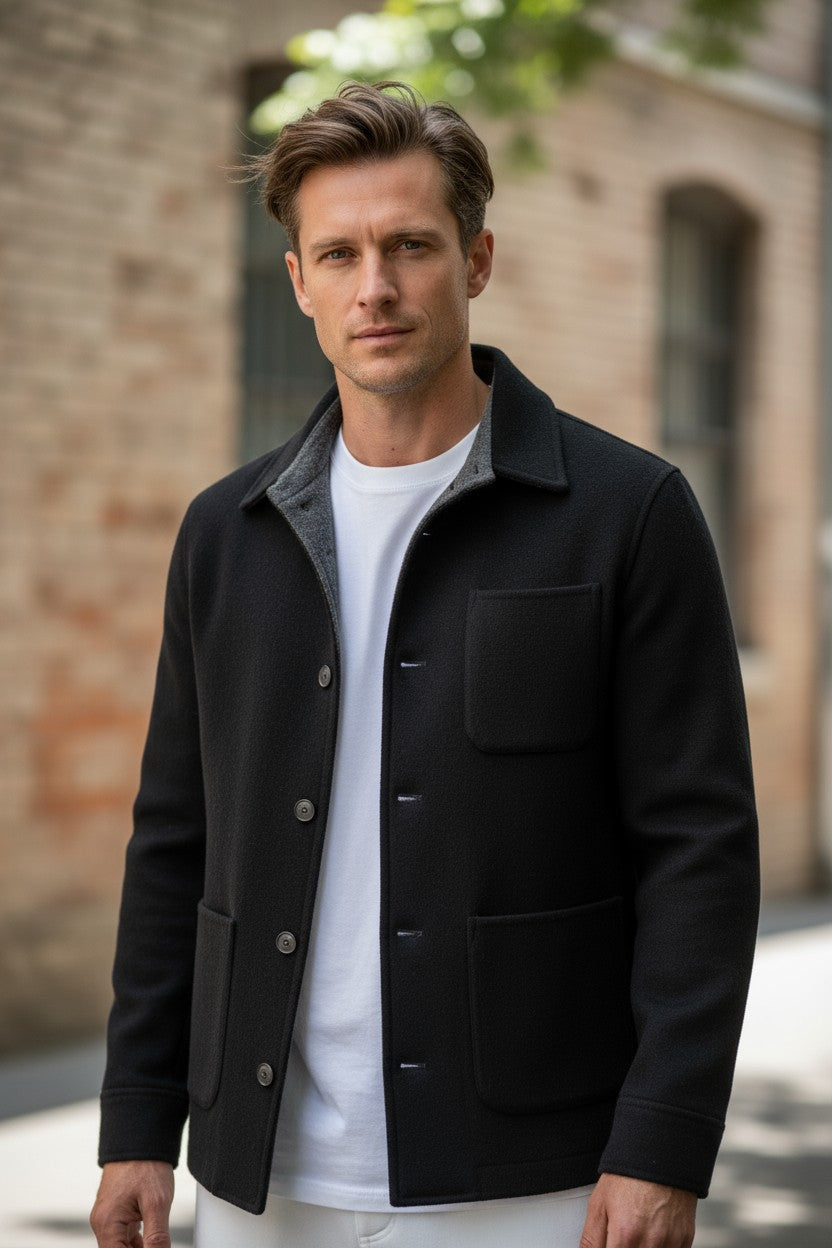 MANTO DOUBLE FACE CASHMERE CHORE JACKET - DEEP NAVY