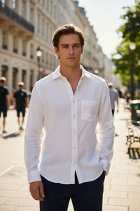 HARTFORD MEN'S CASUAL LINEN SHIRT - WHITE