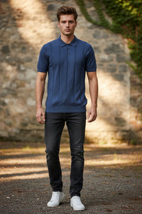 BARBOUR WELLBURN KNITTED POLO SHIRT - NAVY