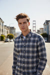 BUTTON DOWN SPORT SHIRT - NAVY/GREY PLAID