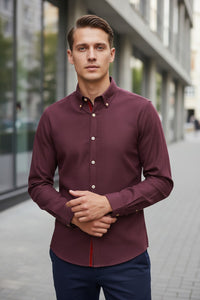 GMF 965 MEN'S SPORT SHIRT - SOLID BURGUNDY