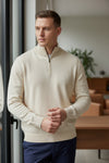 ADESI CASHMERE MEN'S TIPPED 1/2 ZIP SWEATER - INARI/JUTA