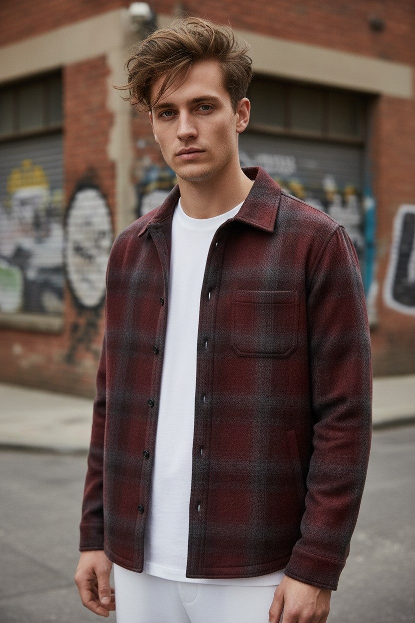 MAURIZIO BALDASSARI - SOLFERINO OVERSHIRT JACKET - RED WINE