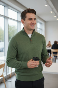 ALAN PAINE HANBURY CASHMERE 1/4 ZIP SWEATER - COASTAL RANGE