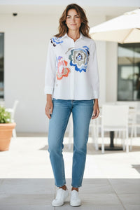 ROSSO 35 HAND PAINTED SHIRT - MUTLICOLOR FLOWERS