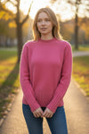 AROVESCIO ROUND NECK OVERDYE SWEATER - LIPSTICK