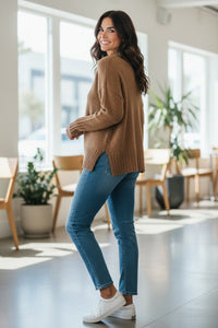 BASE MILANO TWEED ROUNDNECK SWEATER - COCOA