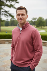 PETER MILLAR CROWN COMFORT PULLOVER SWEATER - CHILI RED