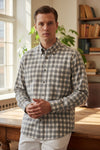 MAZZARELLI SPORT SHIRT - GREY/BEIGE CHECK