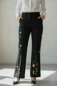 CAMBIO FLORAL TROUSER - BLACK