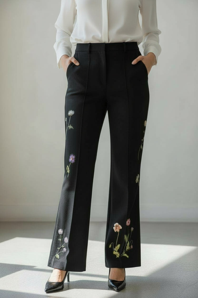 CAMBIO FLORAL TROUSER - BLACK