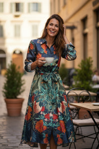 FRANCO FERRARI BUTTERFLIES DRESS - TEAL