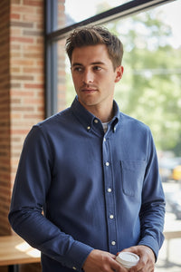 HARTFORD MEN'S CASUAL FLANNEL SHIRT - NAVY
