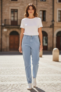 MAC WOMEN'S CHINO TURN UP CORDUROY PANT - CAPRI BLUE