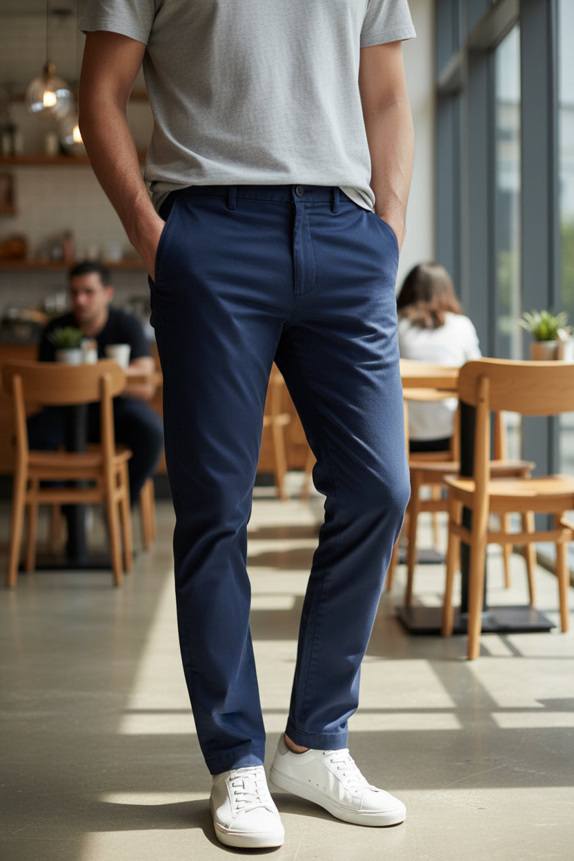 ELEVENTY MEN'S CHINO TROUSER - BLUE