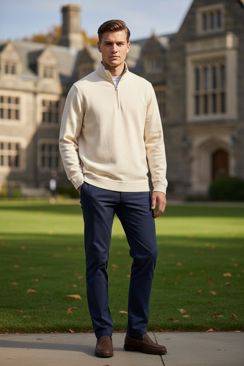 PETER MILLAR CROWN COMFORT PULLOVER SWEATER - IVORY