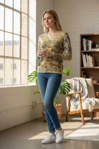 IN BED WITH YOU REVERSIBLE V-NECK SWEATER - PATCHWORK/GREEN FLORAL