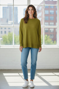 HUBERT GASSER MERINO ROUND NECK SWEATER - MOSS